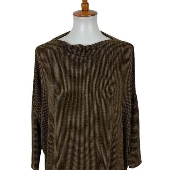 Bryn Walker Houndstooth Oversized Knit Tunic Top Brown XXS - Picture 2 of 8